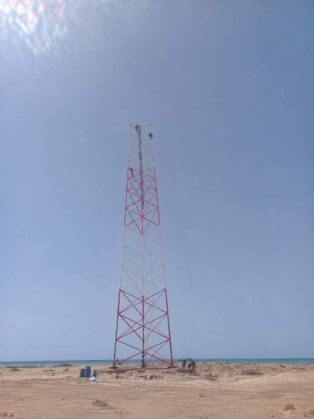 Tower erection in progress — site overview.